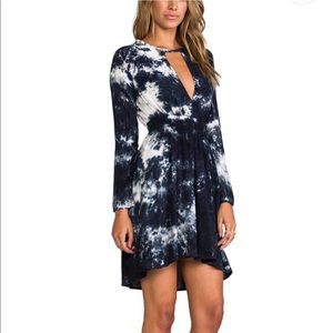 Blu Moon Tie Dye Keyhole Longsleeve Dress